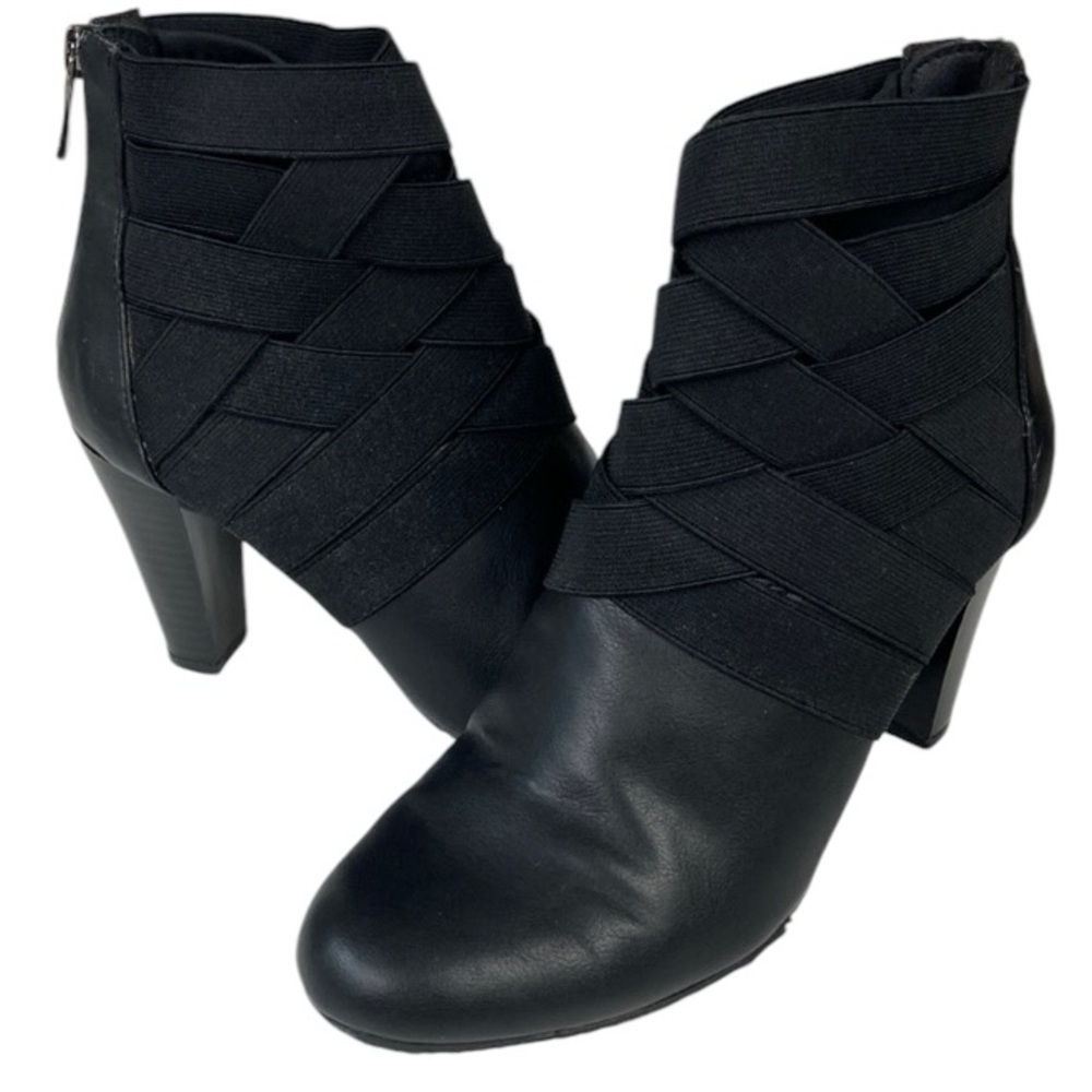 New York Transit Black Criss Cross Stretch Ankle Bootie